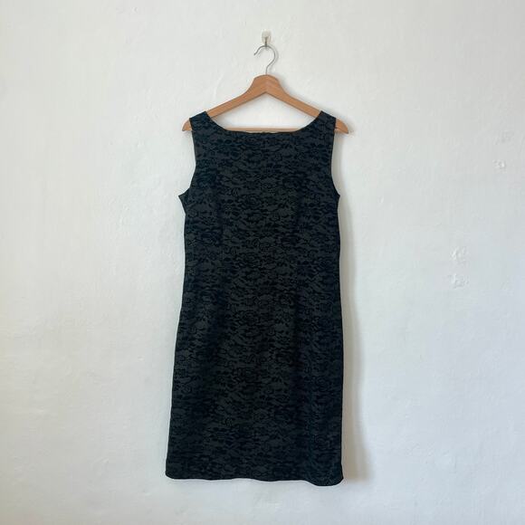 Vintage – Black Burnout Velvet Lace Midi Dress - Picture 1 of 9